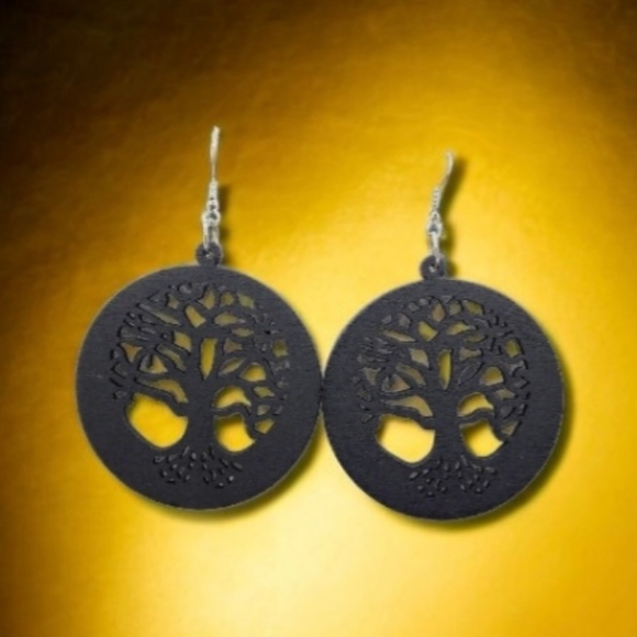 Tree of life earrings, Wooden drop earrings, Tree of life, Tree of life wooden - Picture 5 of 6